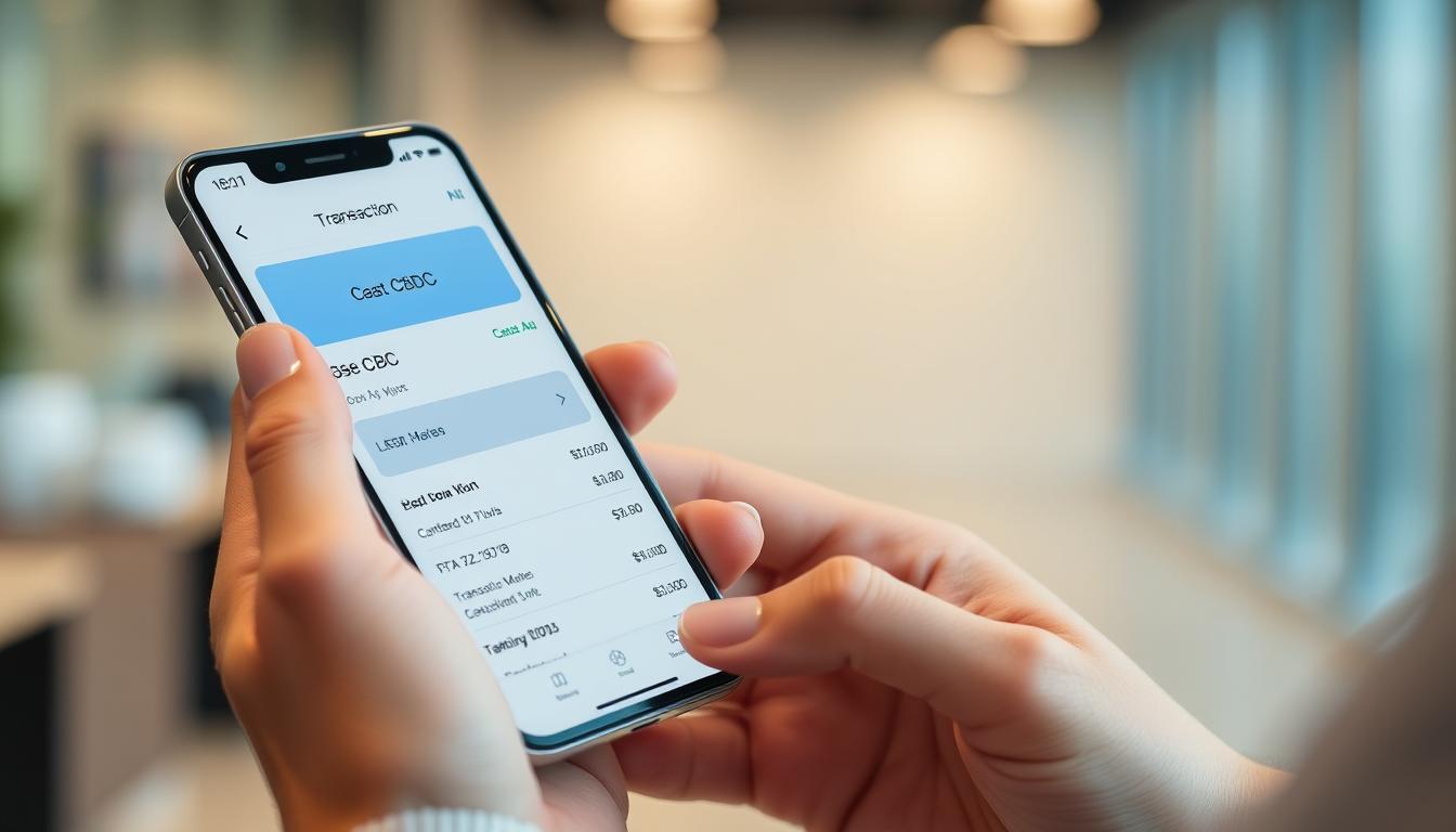 Person using digital wallet app for CBDC transactions