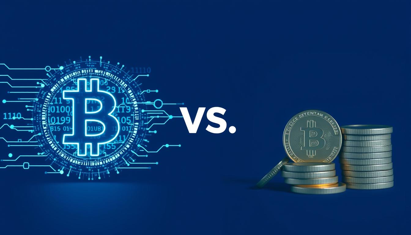 Digital currency concept showing CBDC vs traditional banknotes