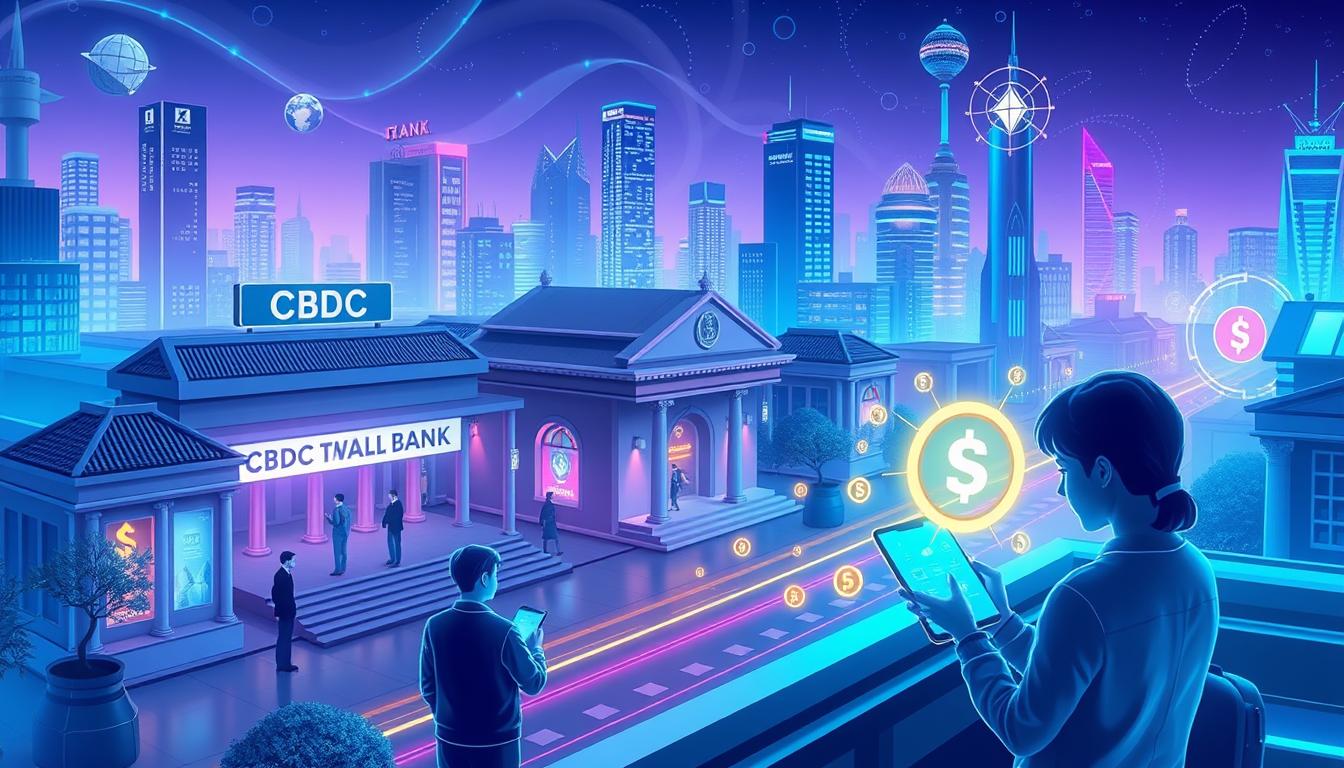Future financial ecosystem showing CBDCs and cryptocurrencies coexisting