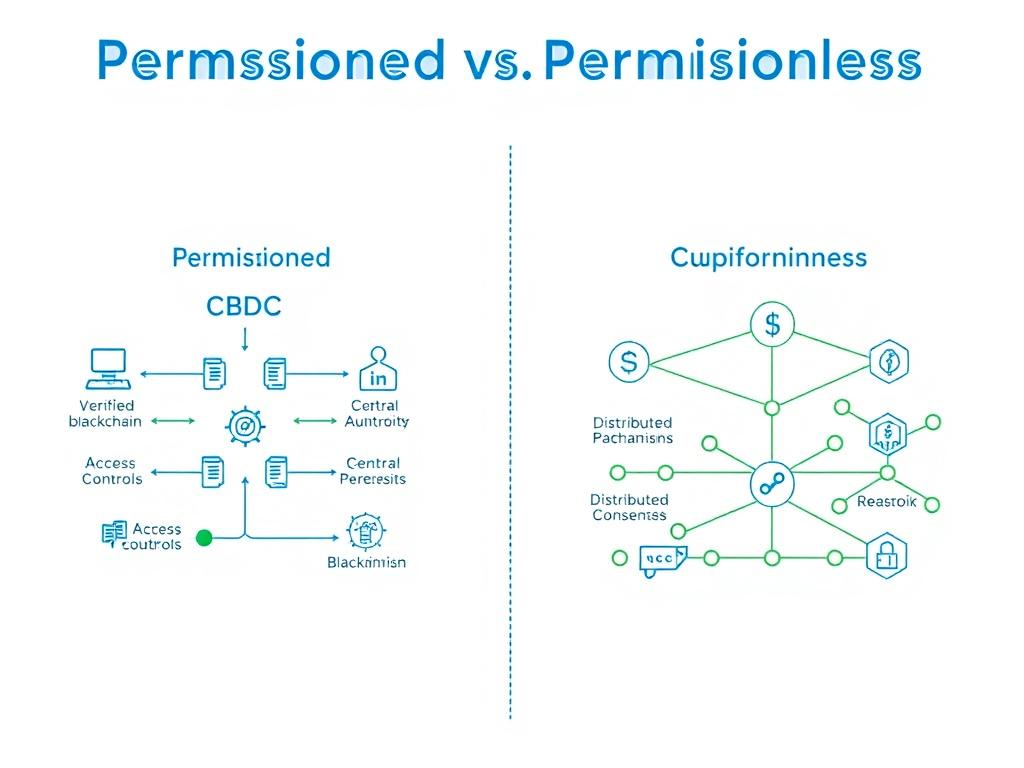Blockchain technology comparison between permissioned CBDCs vs permissionless cryptocurrency networks