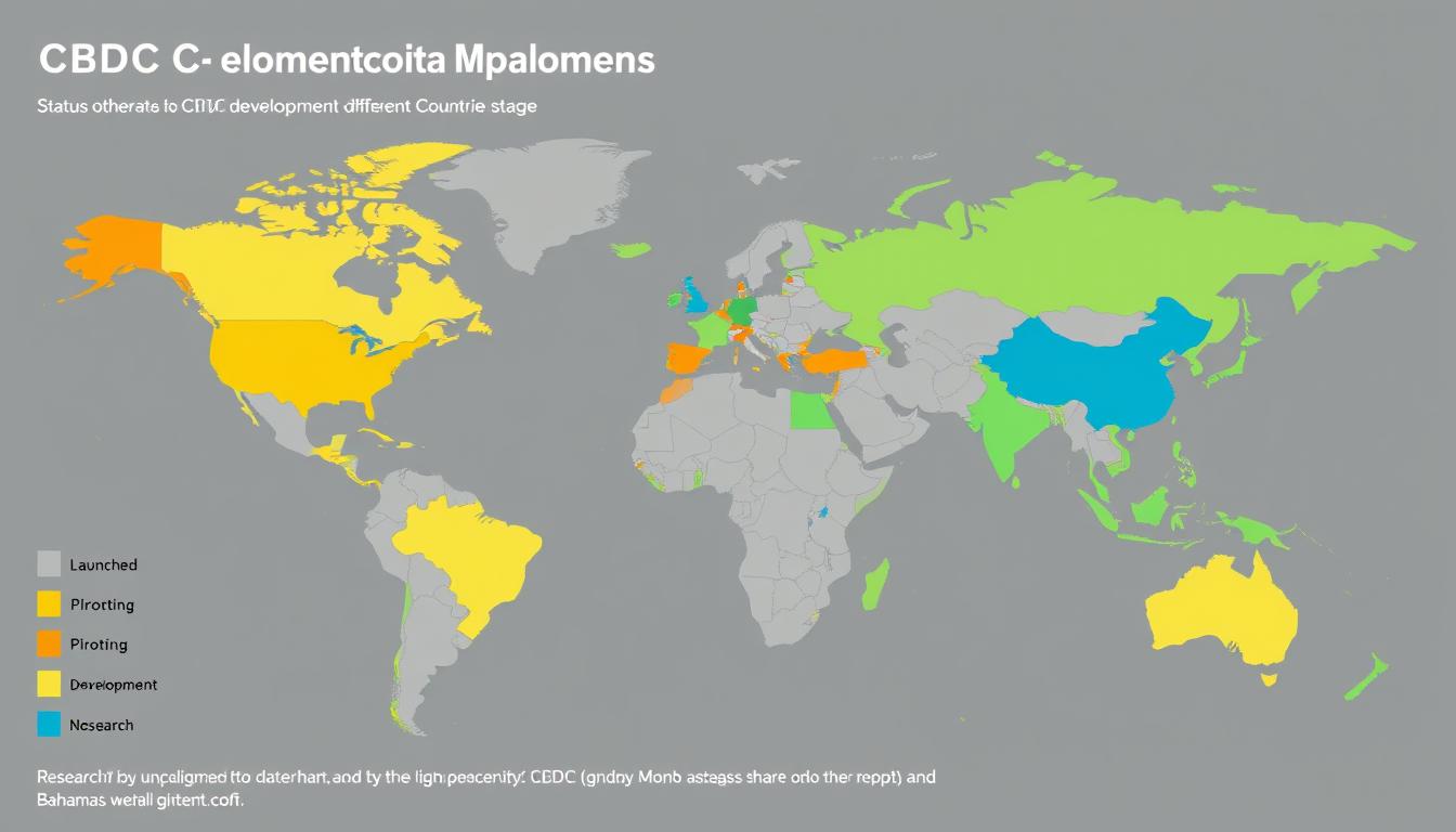 World map showing global CBDC development status by country