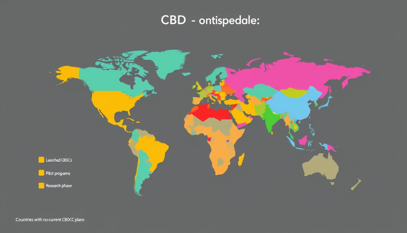 World map showing countries with CBDC initiatives