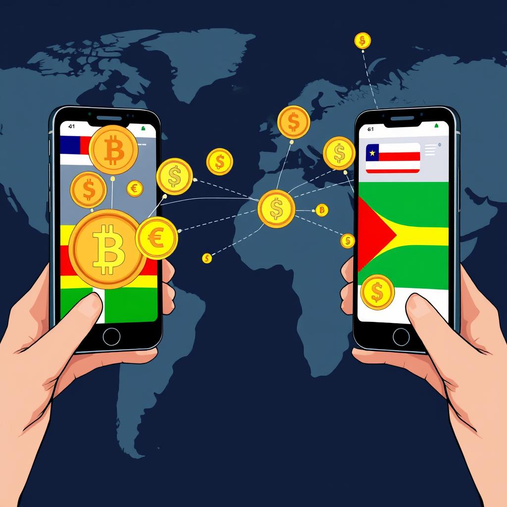 Concept image of cross-border CBDC transactions between different countries