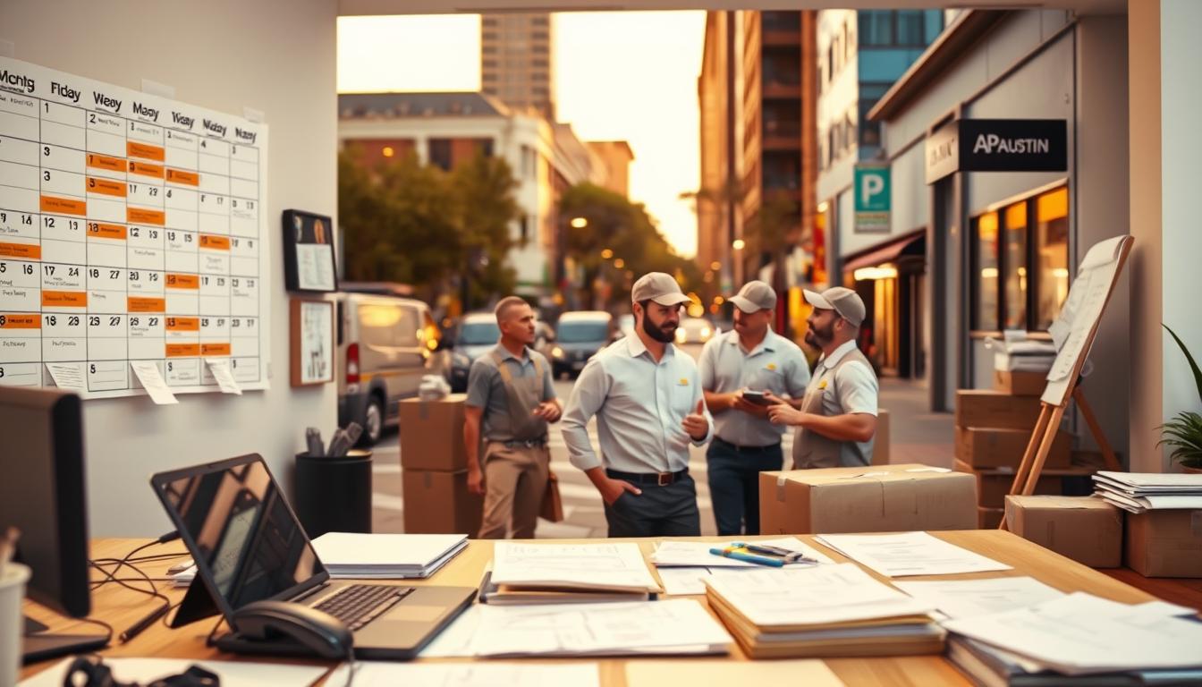 Scheduling and communication for packing services Austin