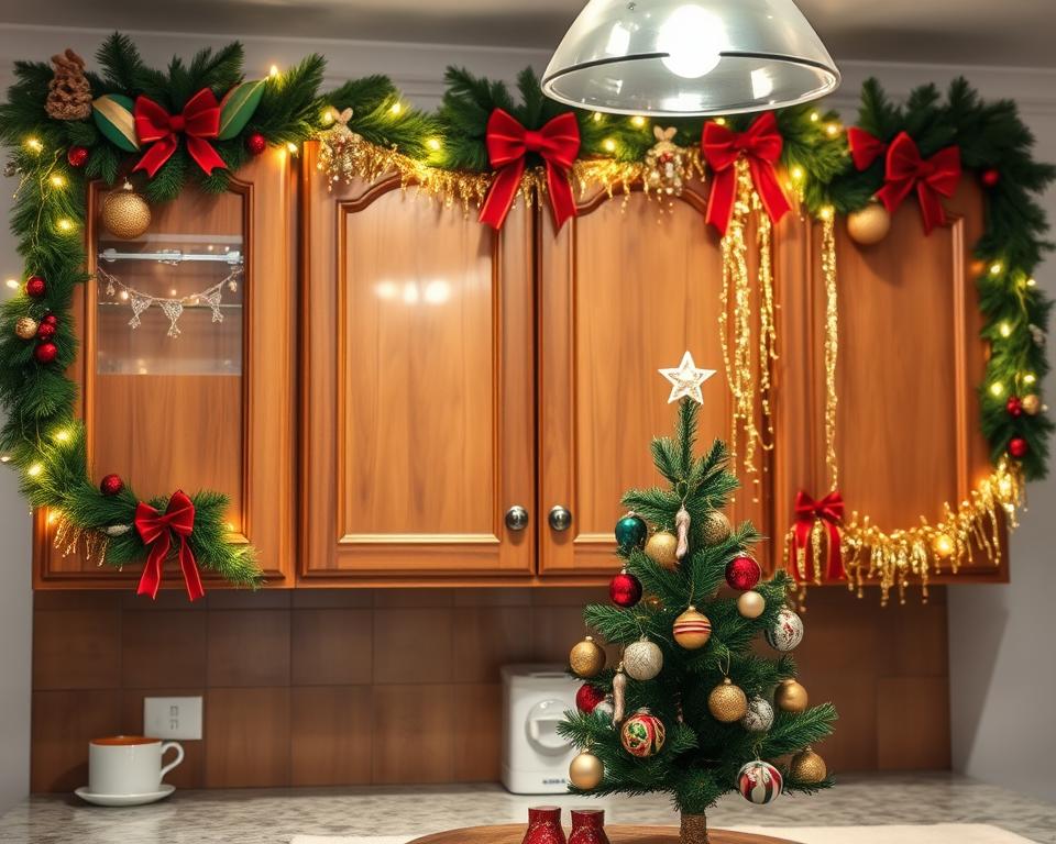 christmas kitchen cabinet decor