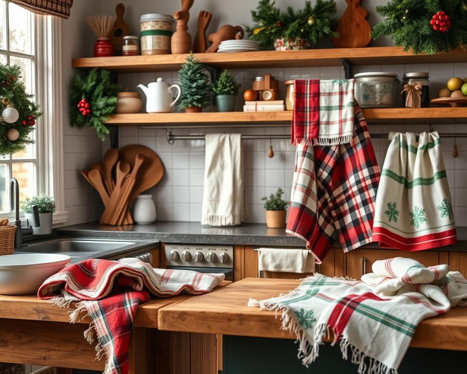 christmas-themed tea towels & linens