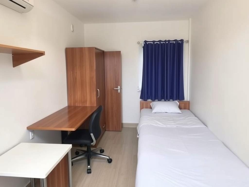 Einzelzimmer für Monteure in Dresden mit eigenem Schreibtisch