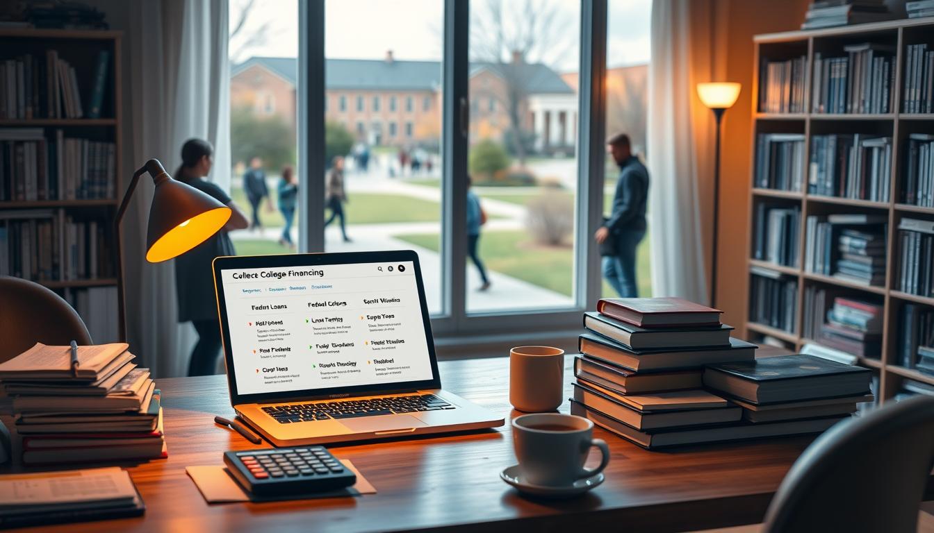 private student loans, A well-lit, high-resolution image of a stack of student loan documents, with a pen and calculator placed nearby. The documents should have a formal, official appearance, with various logos, seals, and legal text visible. The background should be a neutral, office-like setting, with a subtle gradient or texture to add depth and interest. The overall mood should convey a sense of seriousness and financial responsibility, without being overly austere or intimidating, Detailed and well-lit illustration of private student loans, showcasing a stack of loan documents, a laptop displaying loan application forms, and a student in contemplative pose, set against a softly blurred background of a college campus. The scene should convey a sense of financial responsibility and the weight of education-related debt, with careful attention to lighting and composition to create a thoughtful, informative visual.