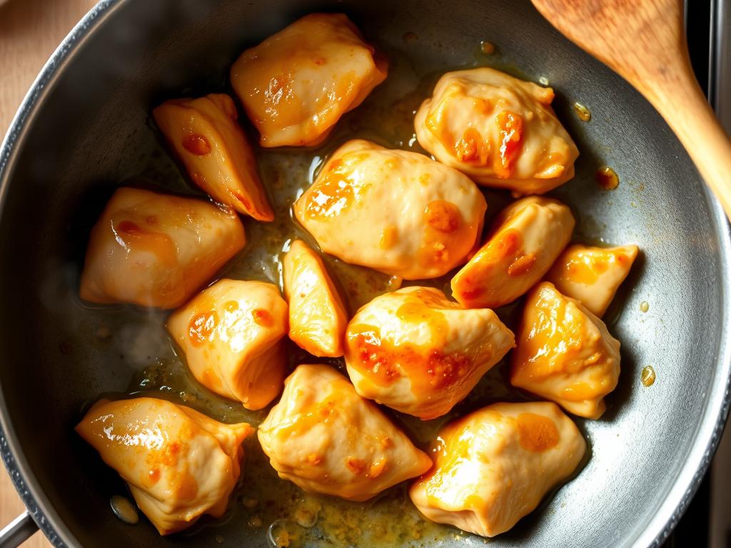 Sweet Chili Lime Chicken cooking in a skillet