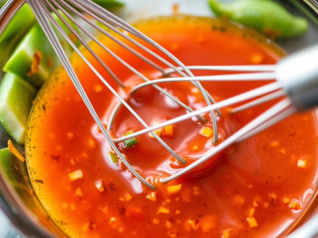 Sweet Chili Lime marinade in a bowl with whisk