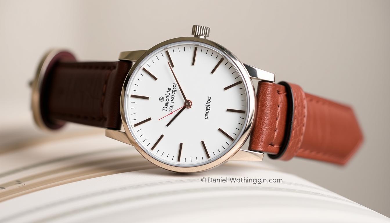 Gambar Daniel Wellington Classic B40R4 dengan strap kulit