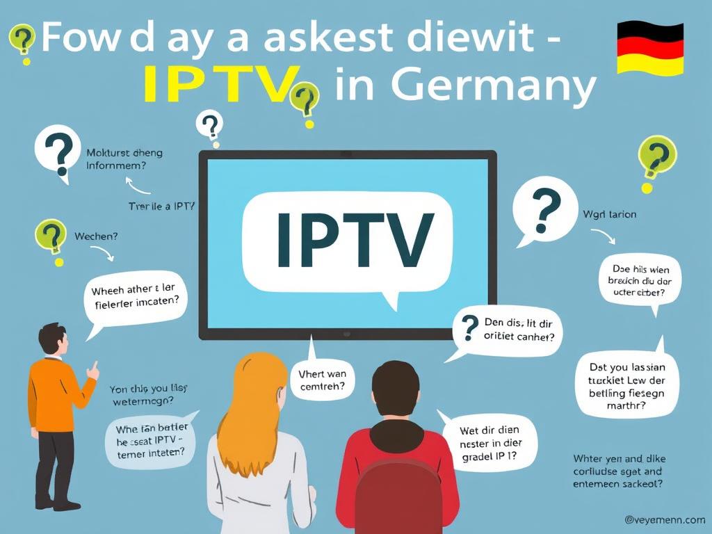 Häufig gestellte Fragen zu IPTV Deutschland visualisiert mit Fragezeichen und Antworten