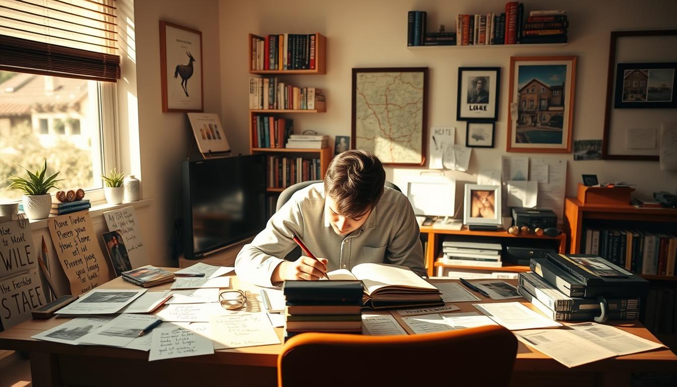 A cozy, sun-dappled home office, with a desk covered in inspirational notes, motivational quotes, and property search checklists. In the foreground, a person sits at the desk, brow furrowed in concentration, surrounded by a warm glow of determination. Bookshelf-lined walls in the background, with framed photos and a map of the local area hinting at the search for the perfect first home. Soft, natural lighting casts a sense of optimism and possibility, as the person leans forward, jotting down new leads and ideas. The overall atmosphere conveys a sense of perseverance and the emotional drive to overcome any obstacles in the property search. A cozy, sun-dappled home office, with a desk covered in inspirational notes, motivational quotes, and property search checklists. In the foreground, a person sits at the desk, brow furrowed in concentration, surrounded by a warm glow of determination. Bookshelf-lined walls in the background, with framed photos and a map of the local area hinting at the search for the perfect first home. Soft, natural lighting casts a sense of optimism and possibility, as the person leans forward, jotting down new leads and ideas. The overall atmosphere conveys a sense of perseverance and the emotional drive to overcome any obstacles in the property search.