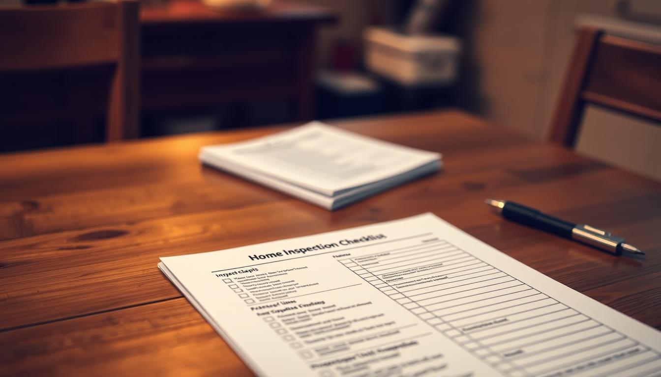 A well-organized home inspection checklist, its pages neatly arranged on a sturdy wooden table. The checklist is the focal point, its sections and subsections clearly defined, inviting the viewer to review it closely. Warm, diffused lighting casts a comforting glow, while a subtle depth of field keeps the background slightly blurred, directing attention to the important document. The overall mood is one of preparation, organization, and a sense of anticipation for the upcoming home inspection. A well-organized home inspection checklist, its pages neatly arranged on a sturdy wooden table. The checklist is the focal point, its sections and subsections clearly defined, inviting the viewer to review it closely. Warm, diffused lighting casts a comforting glow, while a subtle depth of field keeps the background slightly blurred, directing attention to the important document. The overall mood is one of preparation, organization, and a sense of anticipation for the upcoming home inspection.