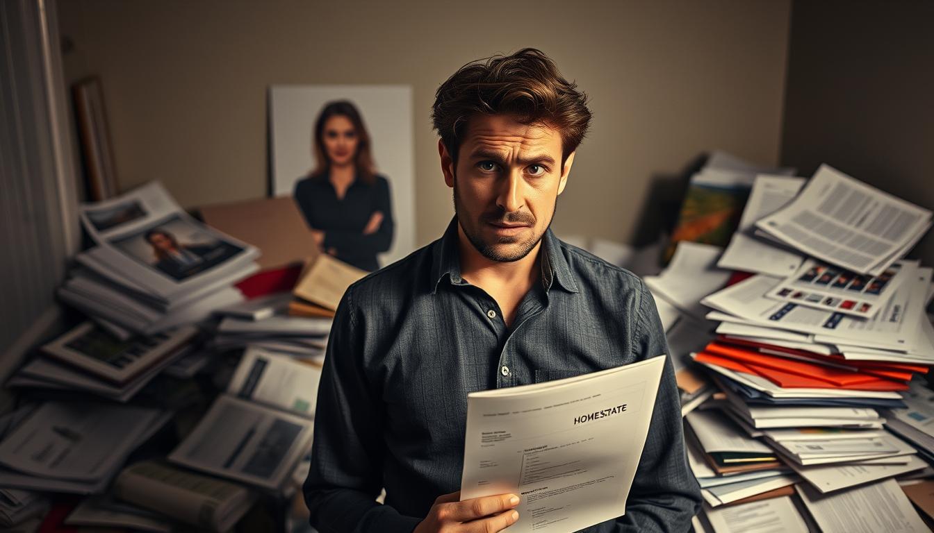 A confused homebuyer stands in a dimly lit room, surrounded by a jumble of real estate documents, brochures, and financial paperwork. Overwhelmed expressions etched on their face, they gaze helplessly at the chaos around them. In the background, a hazy, out-of-focus image of a real estate agent offers little guidance, leaving the homebuyer adrift in a sea of information. The lighting is soft and muted, casting long shadows that accentuate the sense of uncertainty. The composition is slightly off-center, further emphasizing the disorientation the homebuyer is experiencing. The overall atmosphere is one of bewilderment and informational overload, reflecting the emotional strain of navigating the complex home-buying process. A confused homebuyer stands in a dimly lit room, surrounded by a jumble of real estate documents, brochures, and financial paperwork. Overwhelmed expressions etched on their face, they gaze helplessly at the chaos around them. In the background, a hazy, out-of-focus image of a real estate agent offers little guidance, leaving the homebuyer adrift in a sea of information. The lighting is soft and muted, casting long shadows that accentuate the sense of uncertainty. The composition is slightly off-center, further emphasizing the disorientation the homebuyer is experiencing. The overall atmosphere is one of bewilderment and informational overload, reflecting the emotional strain of navigating the complex home-buying process.