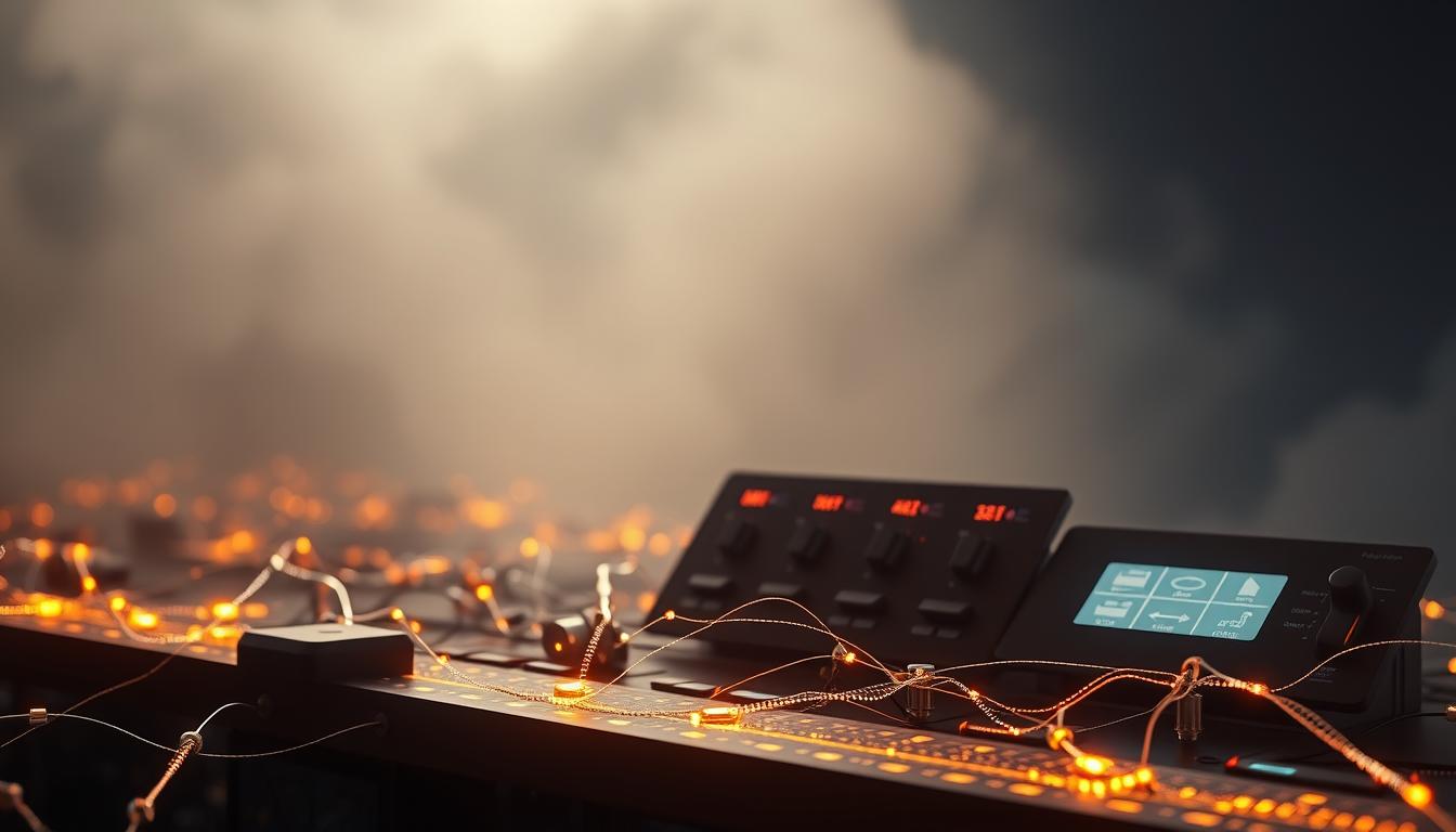 A secure data encryption system with complex algorithms and protocols, illuminated by a soft, ambient glow. In the foreground, a network of data nodes and cryptographic keys intertwine, protected by a shimmering force field. In the middle ground, a sleek, minimalist control panel with toggle switches and holographic displays. The background is shrouded in a hazy, low-key lighting, evoking a sense of advanced technology and digital privacy.