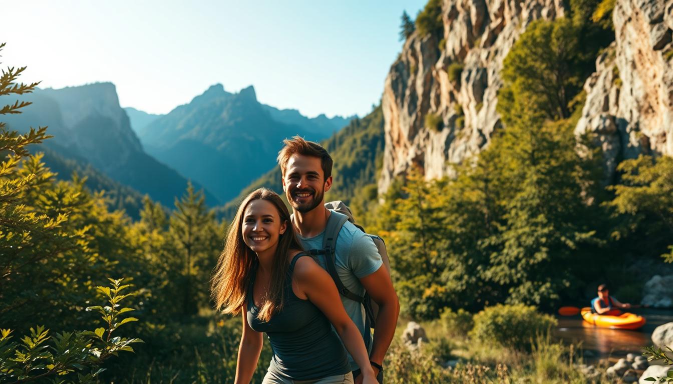 casais aventureiros ao ar livre