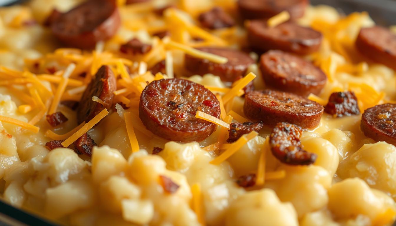 cheesy potato and smoked sausage casserole