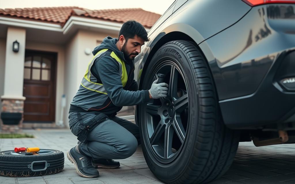 خدمة تبديل الإطارات المنزلية في الكويت