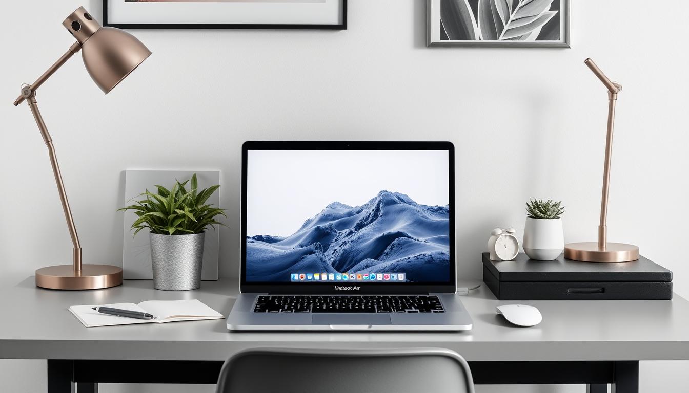 Generate an image of the MacBook Air 15-inch (M4) on a clean, minimalist desk.