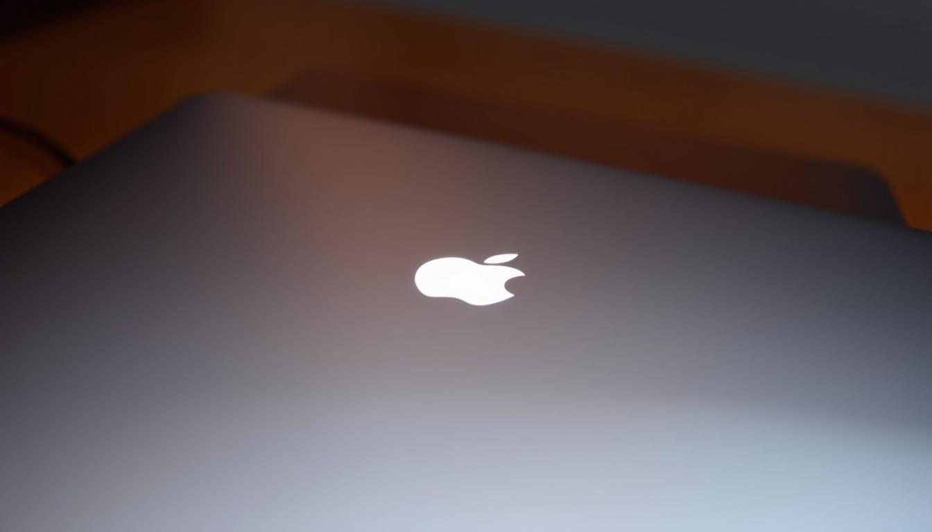 A sleek, modern MacBook Pro design with a seamless, edge-to-edge display. In the center, an innovative camera module nestled discreetly, featuring a high-resolution lens and advanced sensor technology. Soft, diffused lighting illuminates the aluminum unibody, creating a sophisticated, premium aesthetic. The camera is positioned strategically to enable natural, unobtrusive video calls and photography. The overall design exudes a sense of refinement and attention to detail, hinting at Apple's commitment to pushing the boundaries of laptop design.