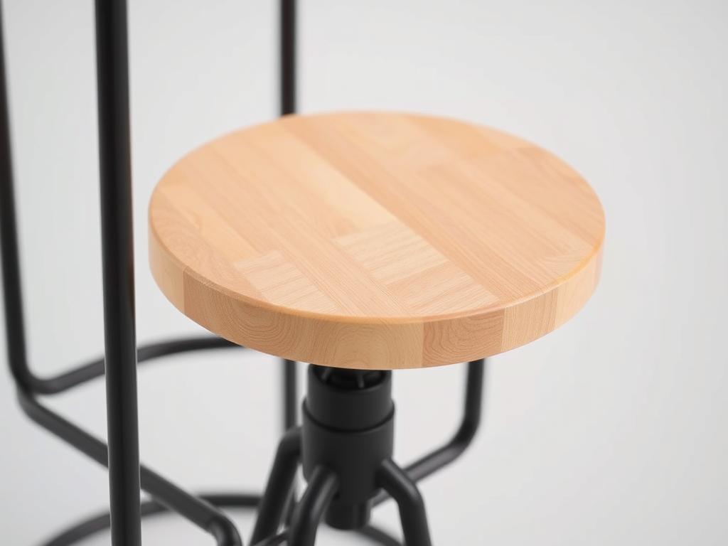 Barhocker mit Materialmix aus Holzsitzfläche und Metallgestell im Industrial-Stil