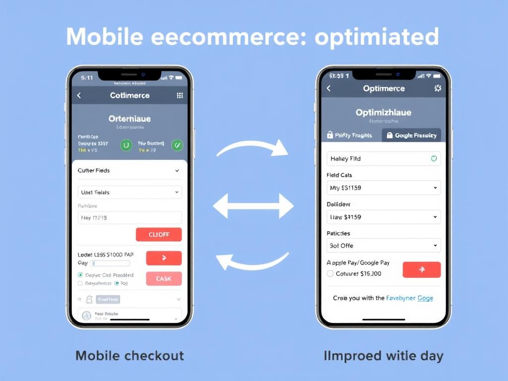 Mobile ecommerce optimization showing simplified checkout process