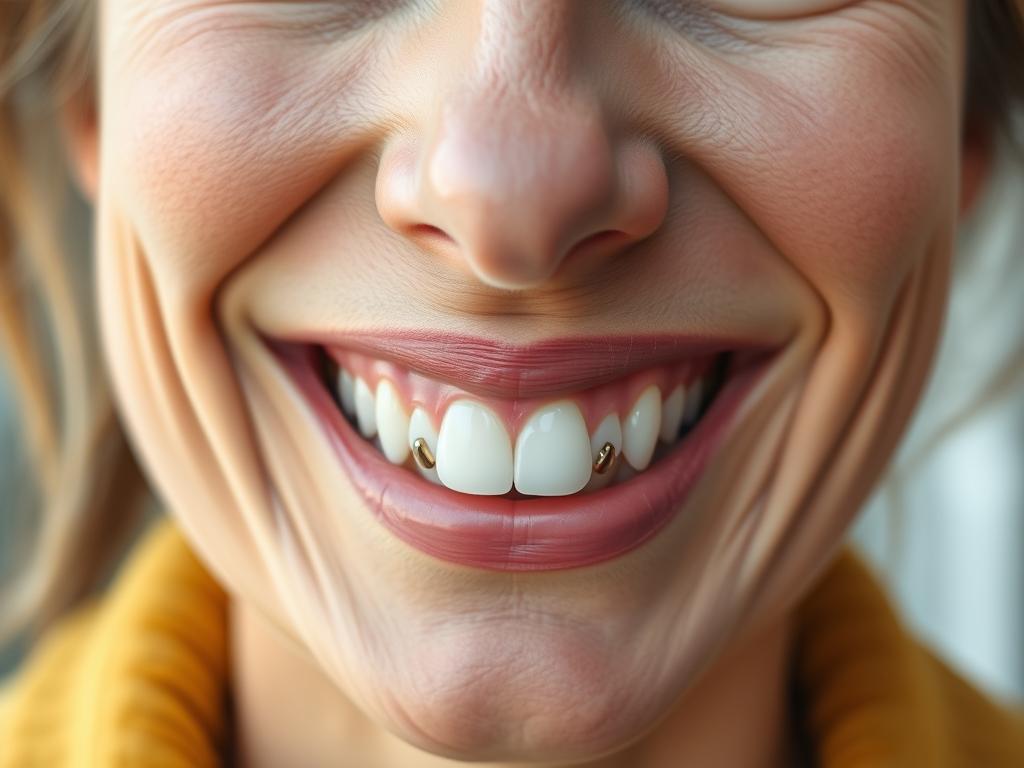 Patient smiling after mini dental implant procedure