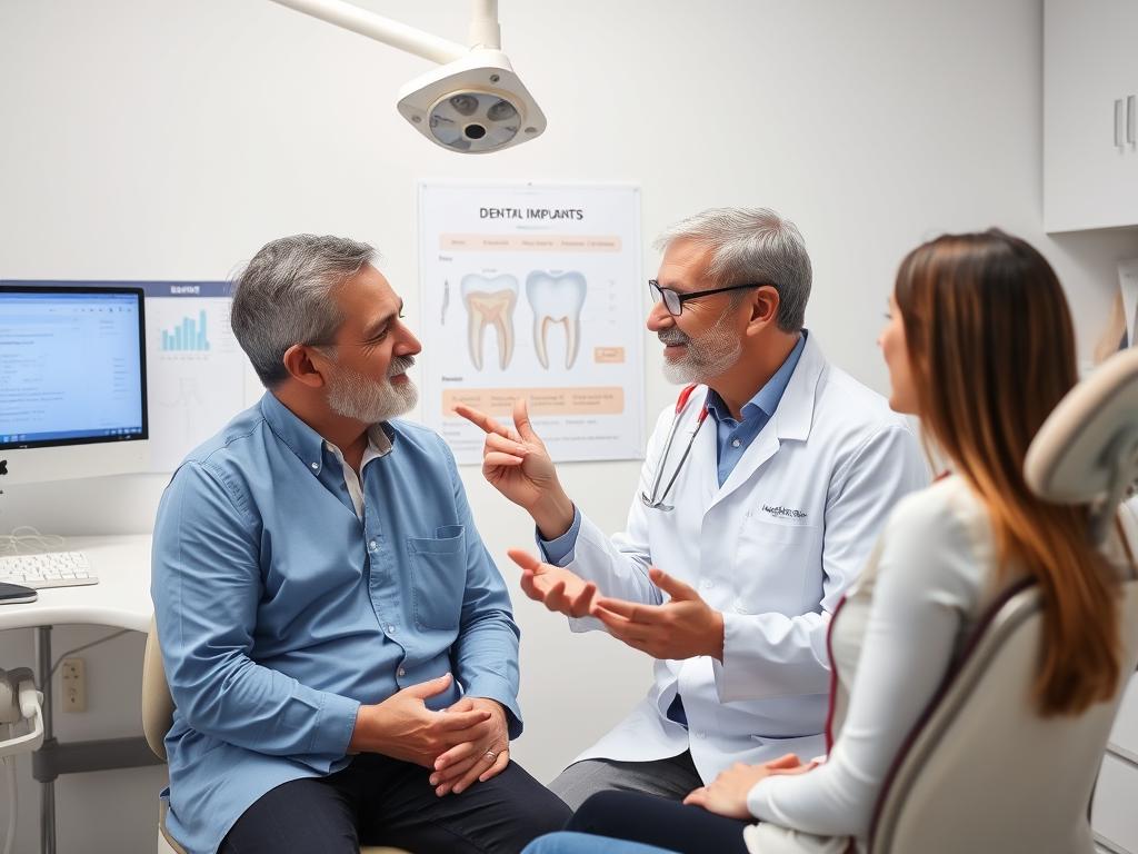Patient with diabetes receiving dental implant consultation