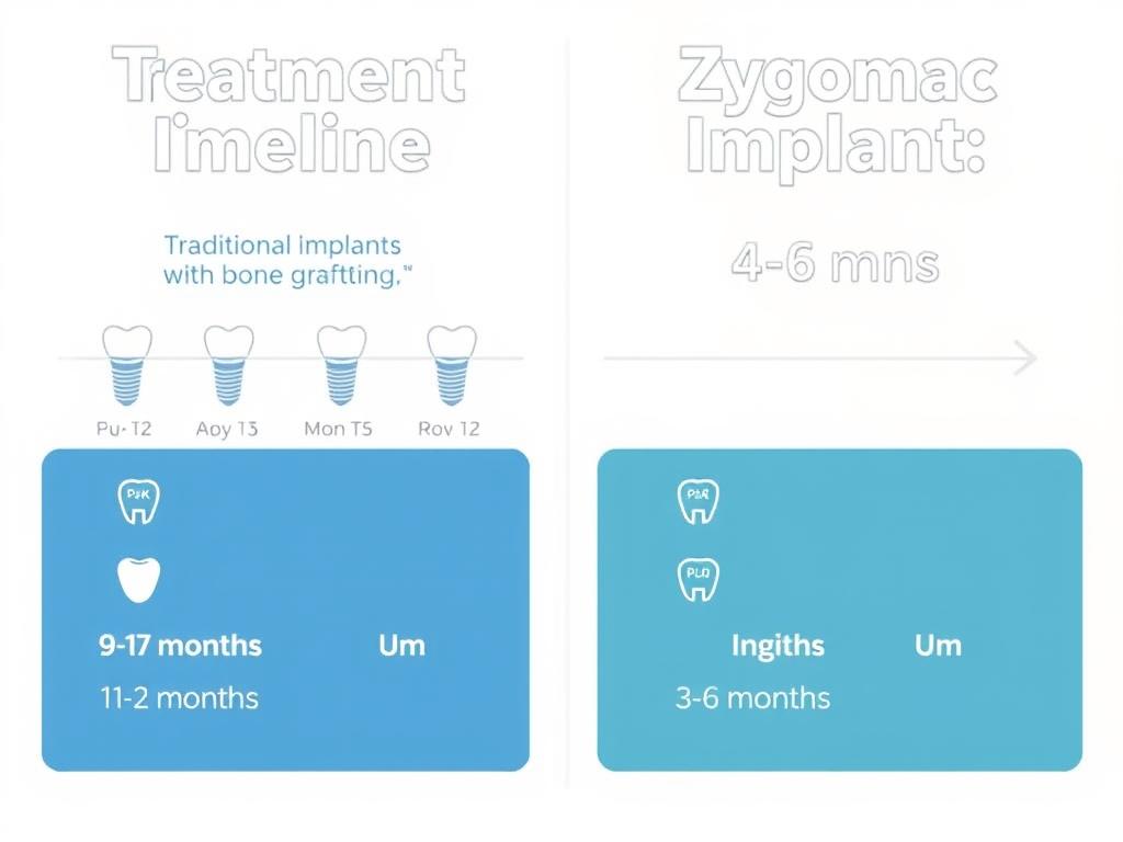 Timeline comparison between traditional implants with bone grafting versus zygomatic implants