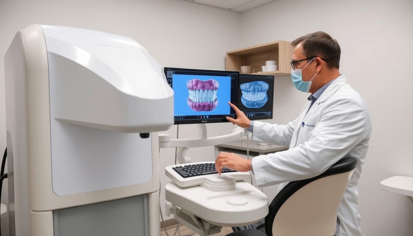 CEREC 3D scanning and milling machine in dental office