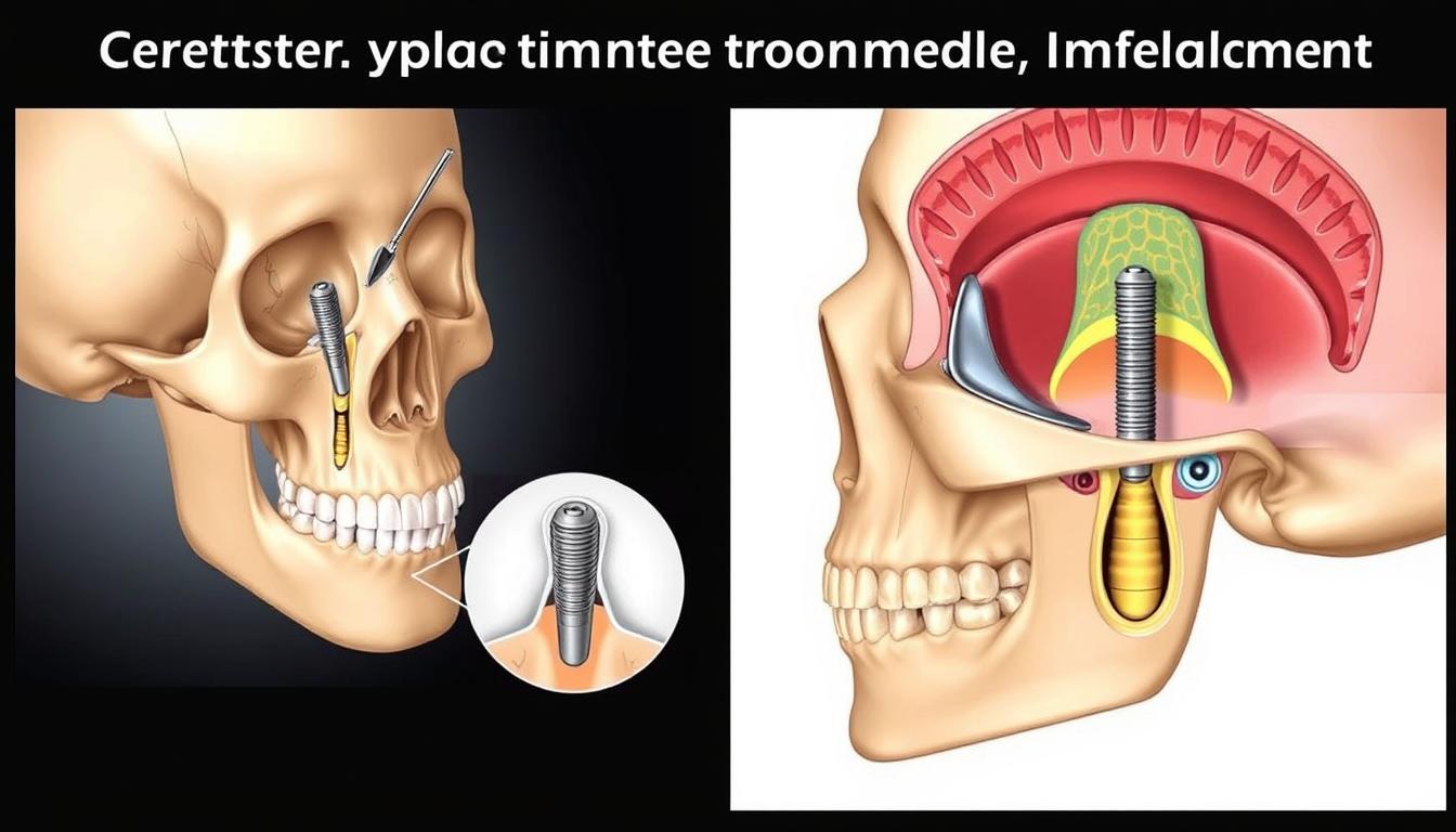 Surgical placement of a zygomatic implant showing the trajectory through the maxillary sinus