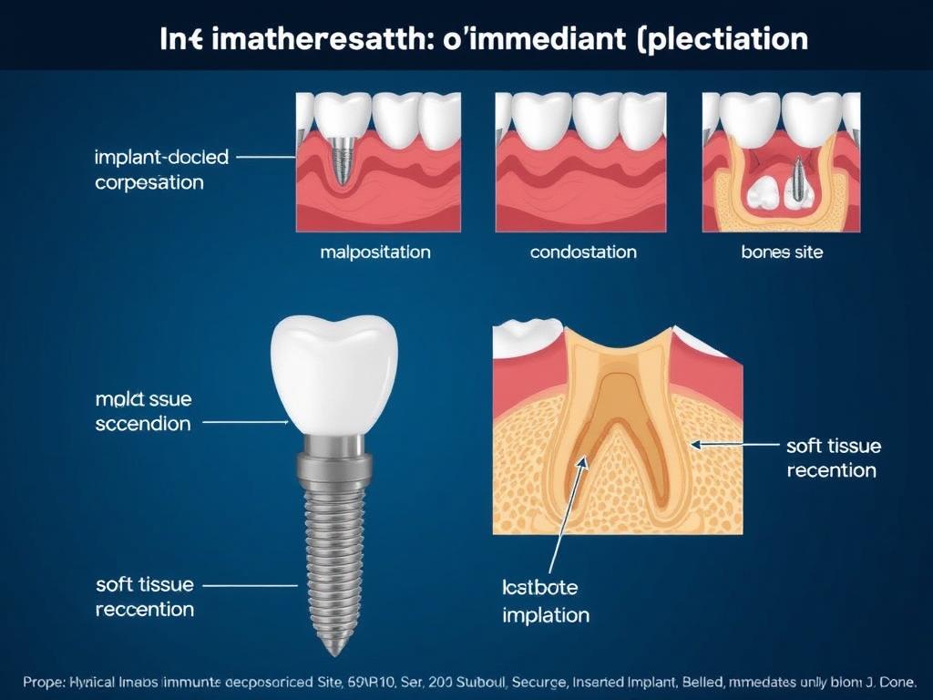 Illustration showing potential risks of immediate implant placement