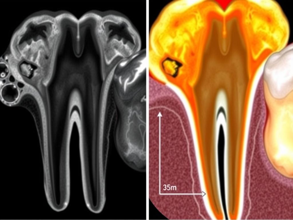 CBCT scan showing periodontal bone loss and furcation involvement