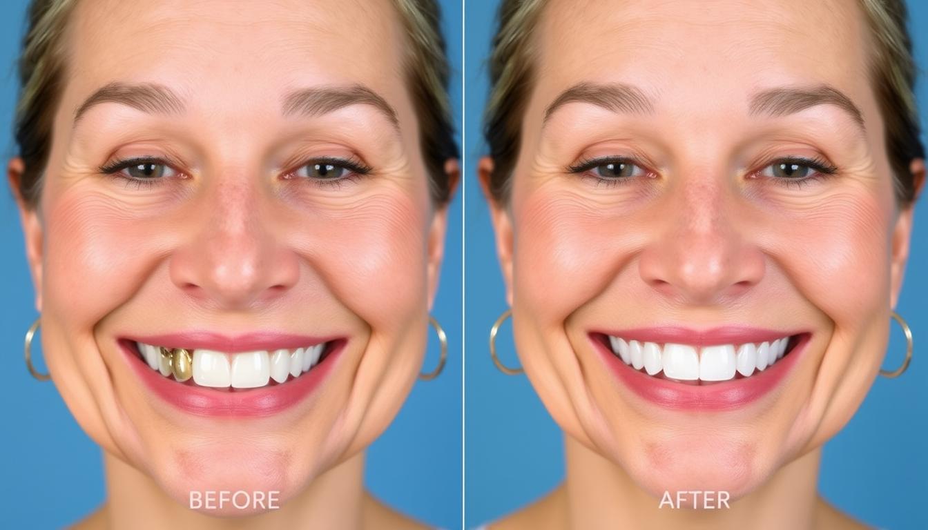 Before and after series showing multiple patients with 4-in-1 dental implants