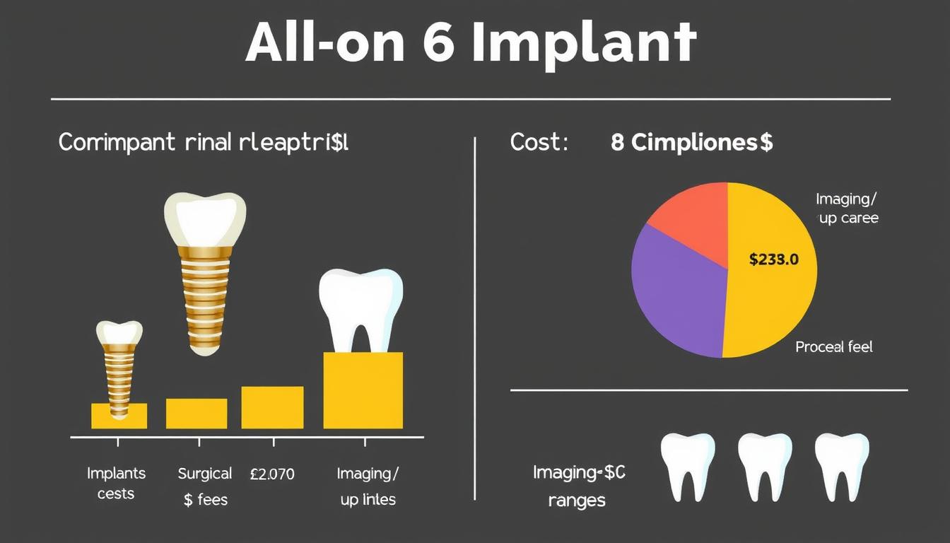 Chart showing cost breakdown of All on 6 implant treatment components