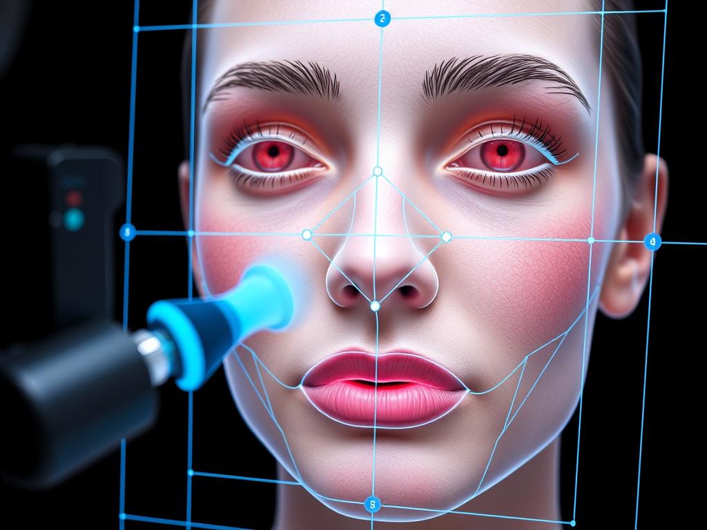 Ultra-precise measurements being taken with the INSTARISA 3.0 facial scanner