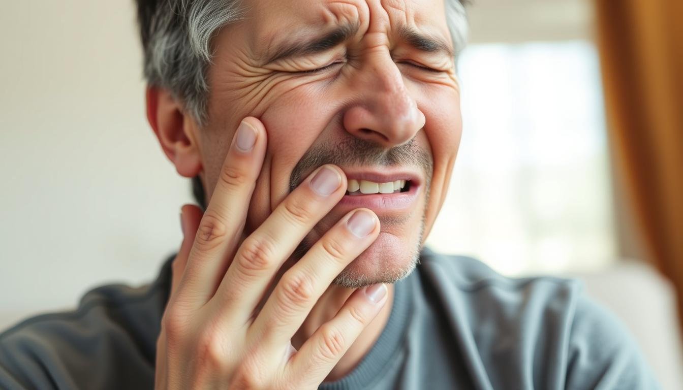 Patient with severe pain after dental implant surgery