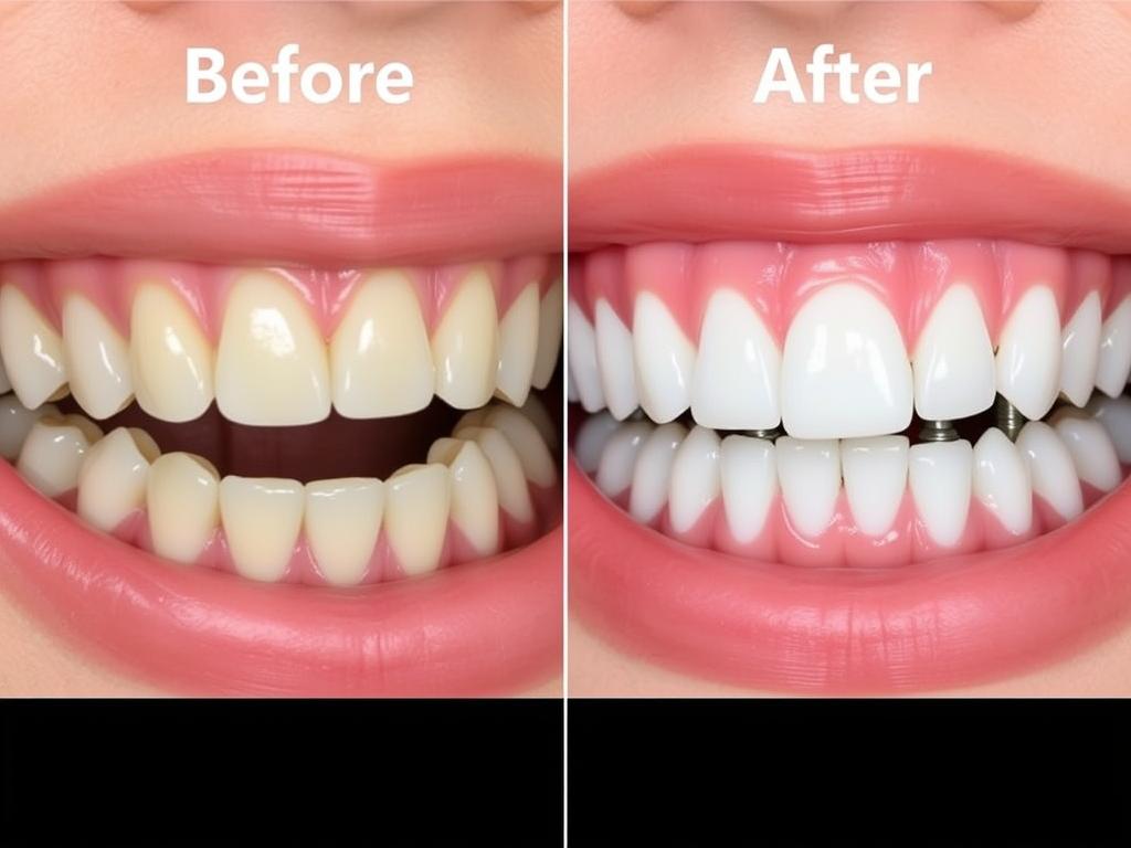 Before and after mini dental implant treatment