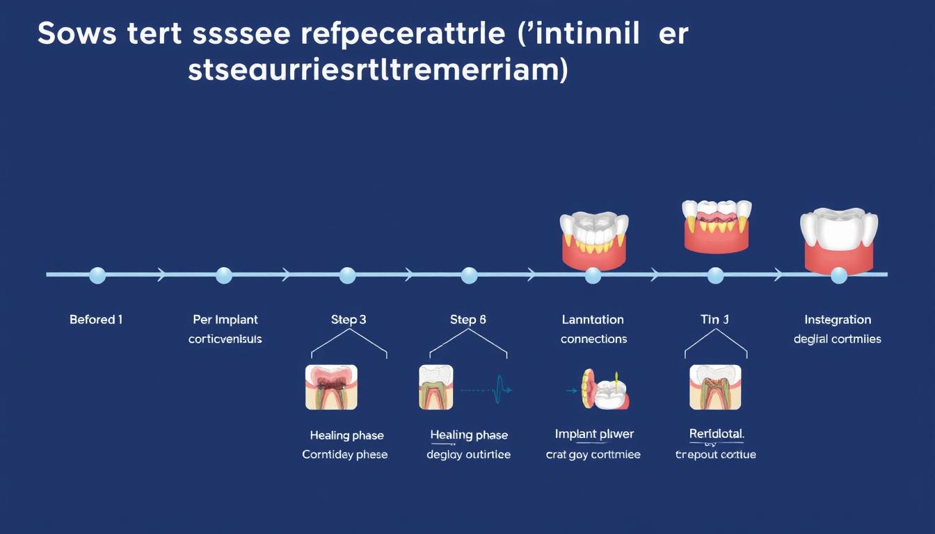 Timeline showing different stages for soft tissue regeneration interventions in implant therapy