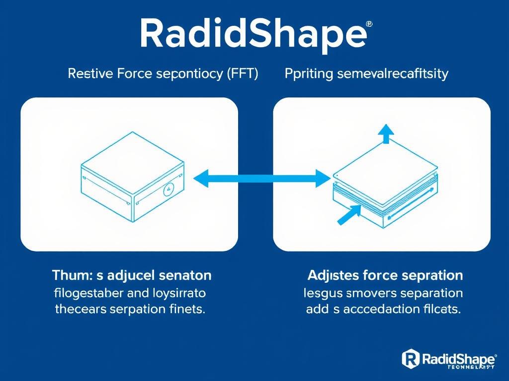 RapidShape 3D Printer's Force Feedback Technology diagram showing the separation process