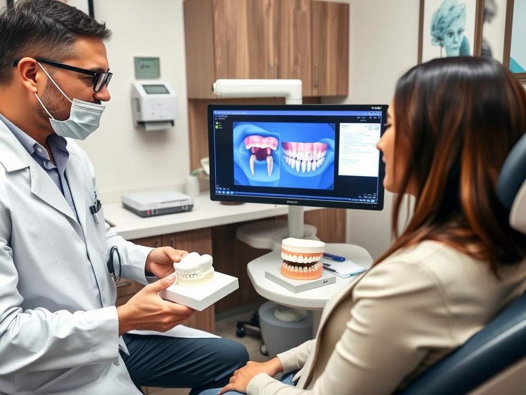 Dental professional consulting with patient about PRP treatment for dental implant