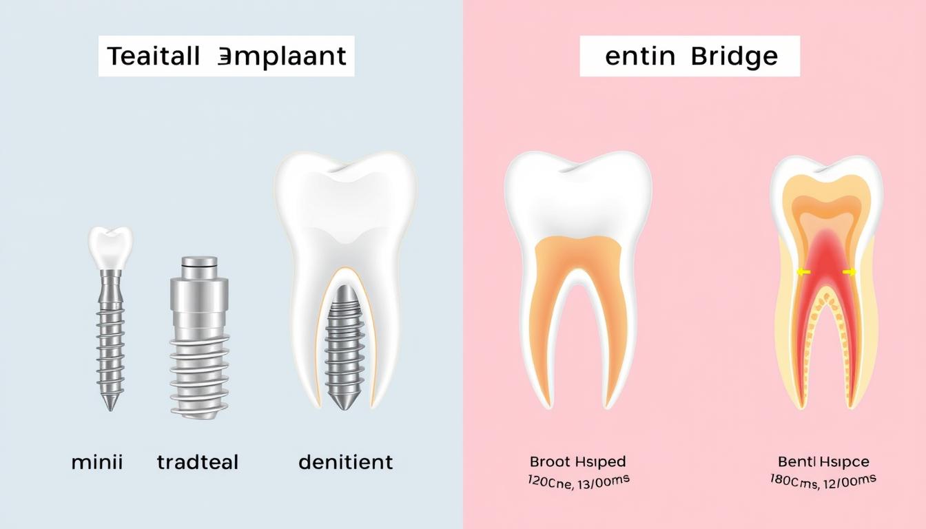 Comparison of different tooth replacement options including mini dental implants