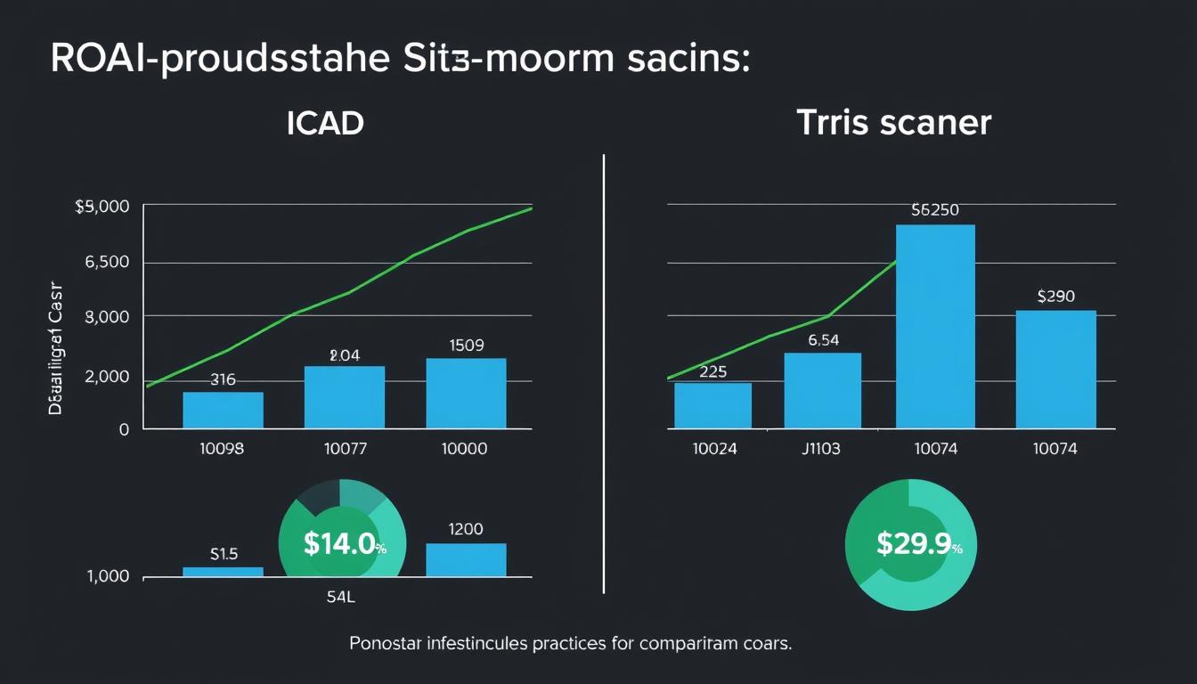 ROI analysis chart comparing ICAD and Trios scanners for implant practice