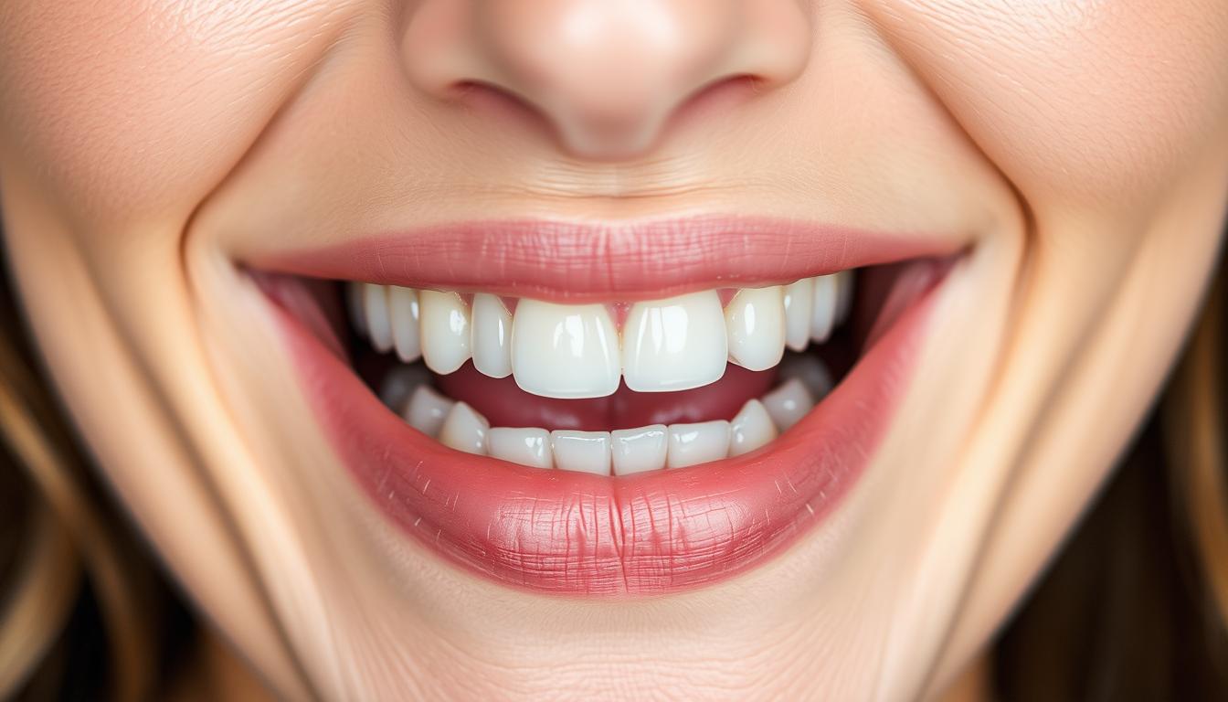 Patient with successful dental implant after PRF treatment showing healthy smile