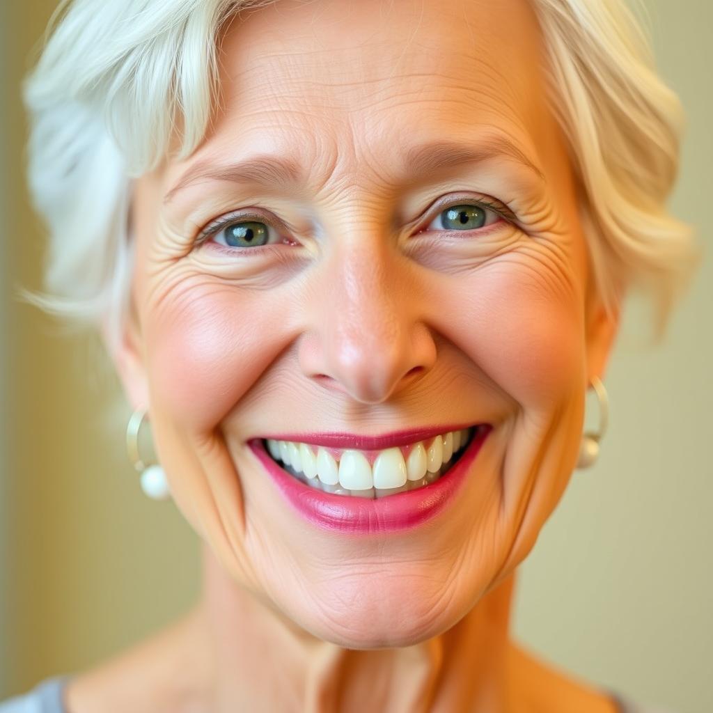 Happy patient smiling after receiving 4-in-1 dental implants