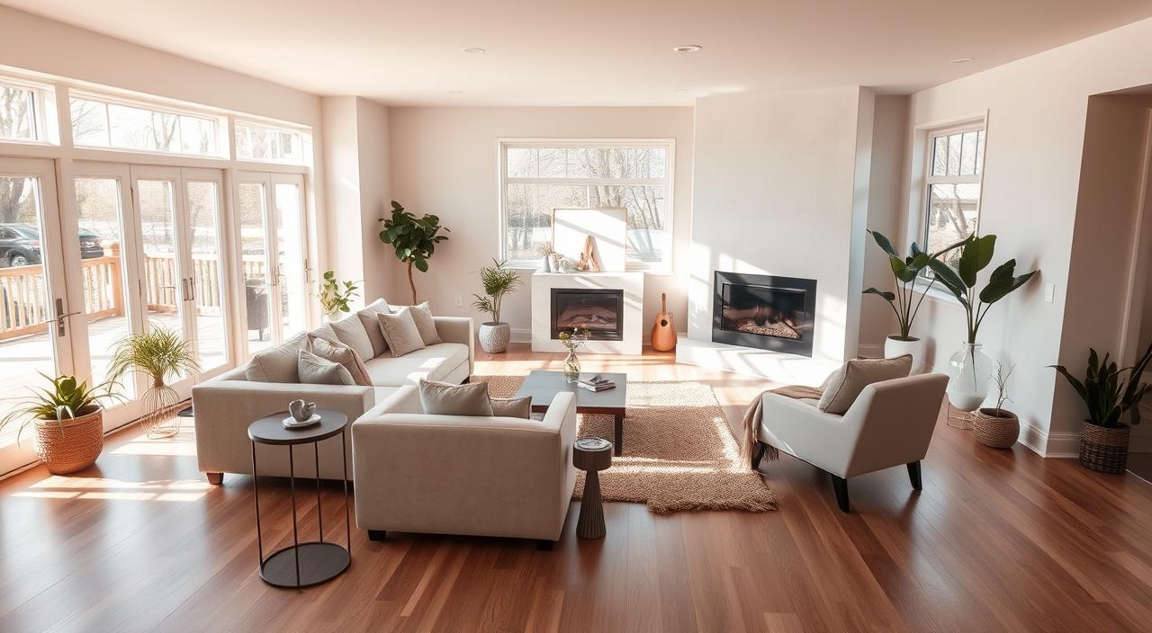 open concept living room with natural light