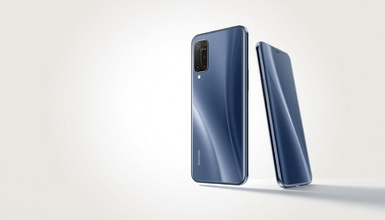 A highly detailed and realistic digital illustration of the Xiaomi Redmi Note 14 smartphone. The device is displayed against a clean, minimalist background, with a soft, diffused lighting creating a sense of depth and dimension. The illustration showcases the smartphone from multiple angles, highlighting its sleek design, premium build quality, and key technical specifications such as the camera module, display, and processing hardware. The overall composition conveys a sense of sophistication and attention to detail, perfectly suited to illustrate the &quot;Xiaomi Redmi Note 14 at a Glance&quot; section of the article.