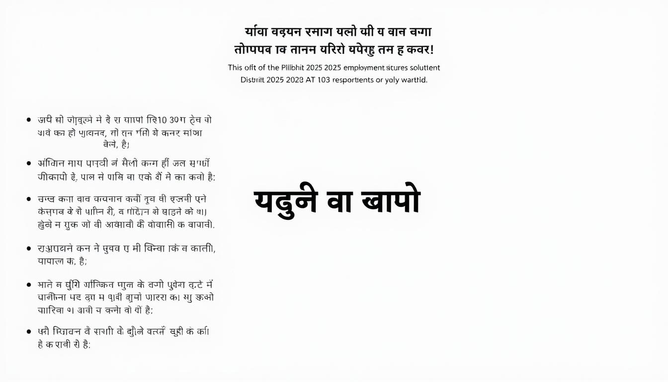 A highly detailed, carefully composed digital illustration depicting the key recruitment instructions for the Pilibhit District 2025 employment opportunities. Set against a subtly textured background, the foreground features a neatly organized list of important disclaimers and guidelines, rendered in a traditional Indian script style with careful attention to legibility and aesthetic balance. The middle ground showcases a centralized, prominently displayed title "अस्वीकरण और महत्वपूर्ण निर्देश" in a bold, authoritative font. The overall mood is one of official formality and informational clarity, with a neutral color palette and soft, even lighting to convey a sense of professionalism and reliability.