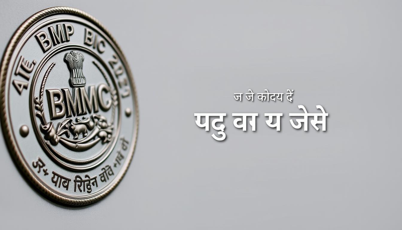 A detailed, visually striking image of the "BMMC भर्ती 2025 दिशानिर्देश" against a softly blurred background. The foreground features the official seal or logo of the BMMC, rendered in high detail with intricate linework and a metallic sheen. The middle ground showcases a clean, minimalist typographic layout of the section title "महत्वाच्या सूचना आणि मार्गदर्शक तत्त्वे" in an elegant Devanagari script, with ample white space for emphasis. The background is a subtle gradient, creating depth and a sense of professionalism. Overall, the image conveys a tone of authority, clarity, and attention to detail, suitable for an official government document.